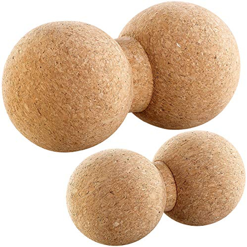 newgen medicals Faszien-Ball: 2er-Set Massage-Duobälle & Faszien-Trainer, Kork, Ø 6,5/8 cm (Massagedoppelbälle, Doppelball, Fuss Massager)
