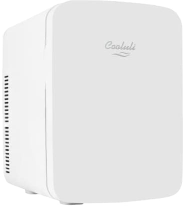 Cooluli 15L Mini Fridge for Bedroom-Car, Office Desk&College Dorm Room-12v Portable Cooler&Warmer for Food, Drinks, Skincare, Beauty&Makeup-AC/DC Small Refrigerator with Glass Front, White, I15L2W