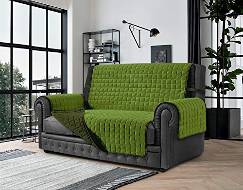Banzaii Copridivano 1 Posto Antimacchia, Salvadivano Trapuntato Bicolore Verde/Militare per Seduta da 55 a 80 cm