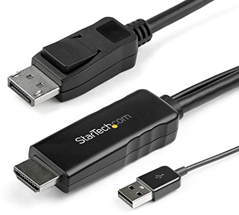 StarTech.com HDMI auf DisplayPort Kabel 4K 30Hz – Active HDMI 1.4 auf DP 1.2 Adapter Konverterkabel mit Audio – Stromversorgung über USB – Mac & Windows – HDMI Laptop auf DP Monitor – Stecker/Stecker