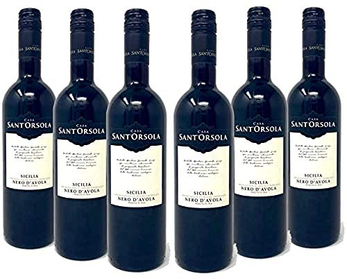 Sant'Orsola Nero d'Avola D.O.C. Sicilia Vin Rouge Italien Set de 6 Bouteilles x 75 cl