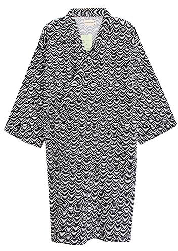 Mens Women's Dressing Gowns Cotton Kimono Robe Wrap Yukata Kimono Pajamas Dressing Gown Lightweight Robes Ladies Knee Length Bathrobe Loose Comfy Sleepwear Spa Cover Robe Swim Cover Up with Pocket