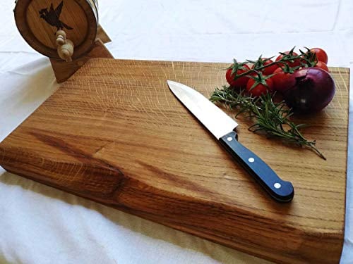 Celtic Timber Solid Oak Wood Cutting Board - Kitchen Chopping Block with Board Butter - Kiln-Dried, Hand-Sanded Cutting Boards for Kitchen - 300 x 58 x 600 (One Live Edge, No Personalised Engraving)