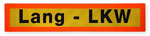 reflecto Lang LKW-Schild für Megaliner - Reflexionsklasse RA3/C - Heckwarntafel mit den Maßen 1130 x 230 mm -gemäß ECE 70.01