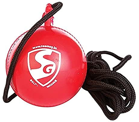 SG Iball Synthetic Hanging Cricket Ball (Red)| Rubber | Suitable for Practice Game | Solid Inner core | Weatherproof | Training | Lightweight