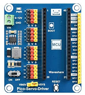 Waveshare Servo Driver Module for Raspberry Pi Pico Ideal for Controlling Robotic Arm or Hexapod Walker 16-Channel Outputs 16-bit Resolution