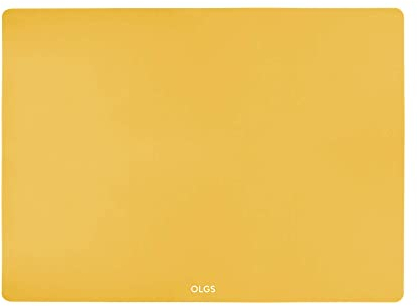 OLGS Silikonmatte 40x30 cm für Baby | Silikon Unterlage Tischmatte, Bastelmatte | Tischset, Rutschfestes Platzset Abwaschbar Mustard | Knetunterlage Spülmaschinenfeste Platzdeckchen für Kleinkinder