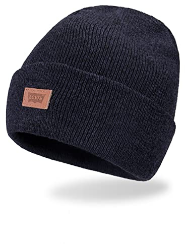 Levi's Unisex Klassische warme Winter Strickmütze mit Fleecefutter für Damen und Herren Beanie-Mütze, Marl Navy, Einheitsgröße