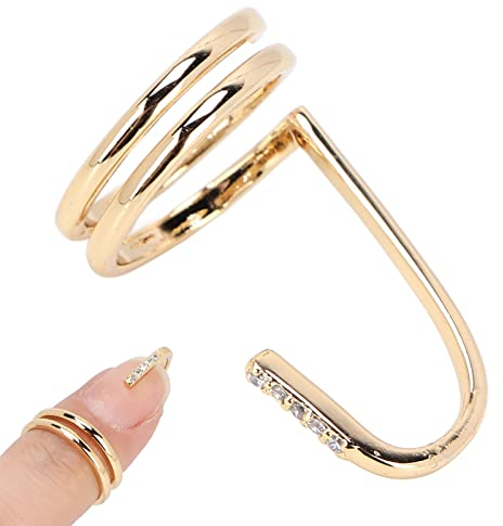 Fingernagelring Fingerspitze, Fingernagelöffnungsringe Nageldekoration Fingerspitzenringe Dekorative Nagelringe Fingerspitzenschmuck Nail Art Ringe Lady Wearing Nail Accessories(Gold)