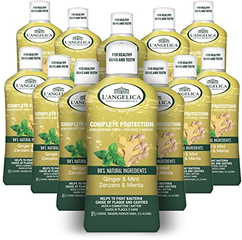 L'Angelica, Collutorio Zenzero e Menta, Colluttorio Antibatterico, Lenitivo e Purificante con Estratti Biologici di Zenzero e Menta, Contrasta lo Sviluppo di Placca, Tartaro e Carie, 500 ml