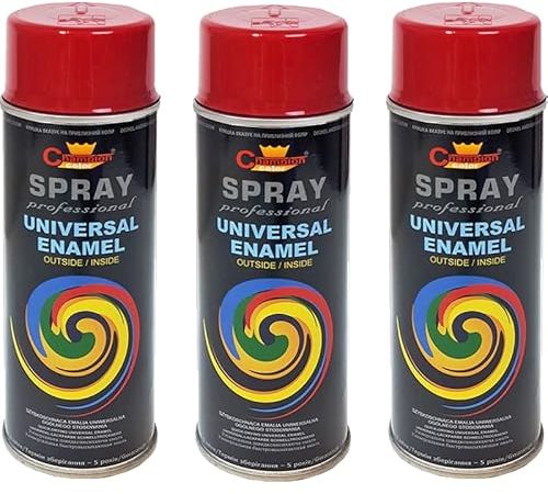 VE-INDUSTRIES Lot de 3 bombes de peinture selon RAL - 400 ml - Vernis coloré pour bois, métal (3003 rouge rubis)