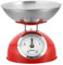 Báscula Cocina Silvano, Balanza de Alimentos, Diseño Retro, Pantalla Analógica, Alta Precision, Capacidad Máxima de 5 Kg, Cuenco de Acero Inoxidable Incluido, Color Rojo, Limpieza Sencilla