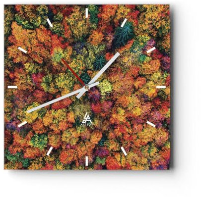 Modern Wanduhr Herbst Perspektive Vogel 30x30cm Quadrat Klein Wand Uhr Glas Analog Zimmeruhren Küche Büro Wohnzimmer Glasuhr Wall Clock Dekoration Design Wanddekoration Küchenuhr C3AC30x30-4478