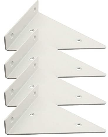 4 Pack Black Floating Shelf Brackets Invisible Hidden Shelf Brackets Heavy Duty Wall Bracket Metal Bracket Triangle Design Shelf Brackets, with Screw shelf brackets ( Color : White , Size : 14x13cm )