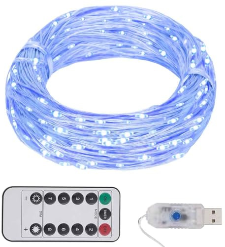 vidaXL 300 LEDs Blue Decorative String Light - Copper Wire - 30m - Indoor and Outdoor Use - 8 Lighting Modes