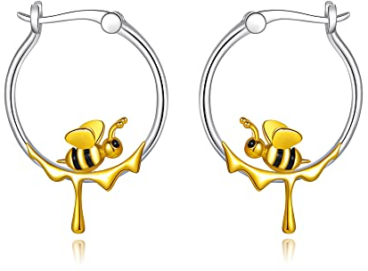 Biene Creolen 925 Sterling Silber Biene Ohrringe Tier Schmuck Geschenk für Damen Mädchen