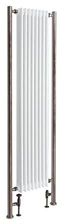 Milano Windsor White Cast Iron Style Vertical Triple Column Radiator Bronze Pipes - 2030mm x 545mm