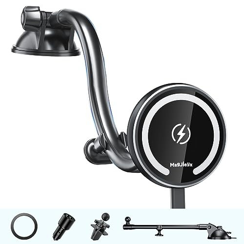 MAGJIEYX Passend für Magsafe Autohalterung, Saugnapf, Armaturenbrett/Lüftungsschlitz/Windschutzscheibe für iPhone 14/13/12 Serie/MagSafe-Hülle/mit Schnellladung