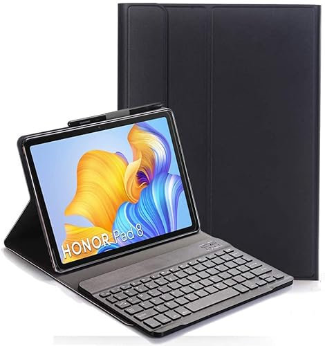 FKQLH [QWERTY Layout Desmontable Inalámbrico Teclado Magnético Funda para Honor Pad 8 12-Pulgada, Negro