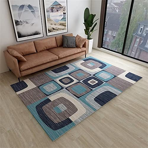 RUGMRZ Home Teppich Outdoor Küchen Teppiche Modernes Design blau grau Kariertes geometrisches Druck kann angepasst Werden Lounge Ecke 200X300CM