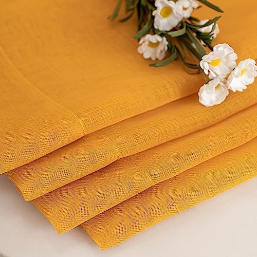 MYSTIC-HOME Transparente Vorhänge, für Stangentaschen-Polyester, halbdurchsichtige Sichtschutzvorhänge, Fensterdekorationen, halbzerknitterte Vorhangpaneele, gelb, 132,1 cm B x 114,3 cm L