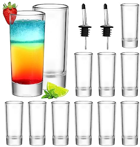 SuproBarware Lot de 12 verres à liqueur ronds et transparents de 60 ml avec fond lourd - Réutilisables - Pour dégustation vodka, cocktails, expressos, liqueurs, tequila