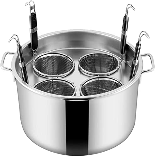 Cocedor de Pasta con Insertos, cocedor de albóndigas de Acero Inoxidable, hervidor de Fideos con Cesta coladora de 4 Mallas, for Pasta, Fideos, albóndigas, Sopa