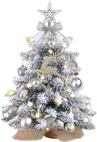 QLOFEI Mini Weihnachtsbaum Künstlich Klein,60cm Kleiner Weihnachtsbaum Mit 18.Weihnachtsdekoration Tisch Weihnachtsbaum Passend für Weihnachten und Neujahr Haus Büro Dekoration