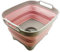 SAMMART 7.5L Collapsible Dishpan with Draining Plug - Foldable Washing Basin - Portable Dish Washing Tub - Space Saving (Grey/Light Pink, 1)