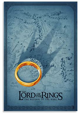 Karte von Mittelerde, Herr der Ringe, Poster, 1 Leinwandbild, Wandkunst, dekorativer Bilddruck, modernes Dekor, 40 x 60 cm