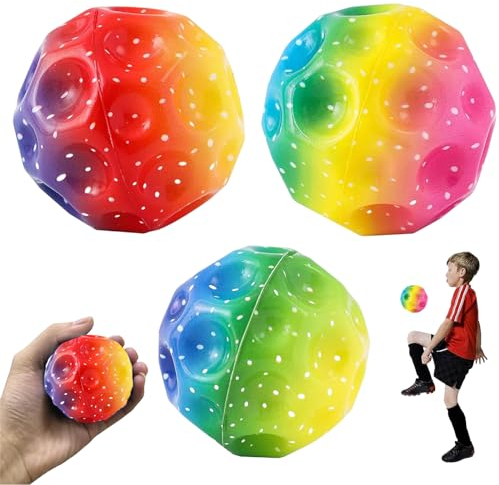3 Stück Moon Ball,7cm Mehrfarbig Space Moon Ball,Planeten HüPfbäLle,Super High Bouncing Galaxy Ball,Kinderpartygeschenke,die Leicht zu Greifen und zu Fangen Sind