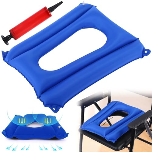 Aufblasbare Kissen: Sitzkissen Anti-Dekubitus-Sitzpolster für ältere Mit Pumpe, Geeignet für Rollstuhl, Toilettenstuhl und Bettpflege zur Schmerzlinderung, Atmungsaktiv und bequem (Marineblau)