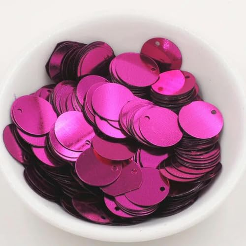 10 g/Lot 12 mm Pailletten, flache runde Pailletten, PVC-Pailletten, Nähen, Hochzeit, Handwerk, DIY, handgefertigte Kleidungsstücke, Zubehör, Fuchsia, 12 mm