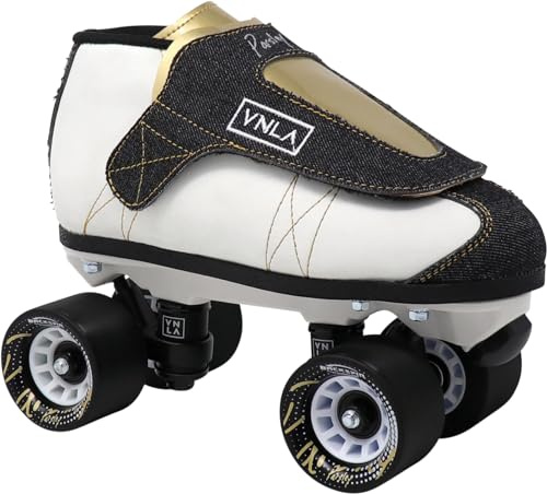 VNLA Jr. Chuck Petersily Jam Rollschuhe, inkl. VNLA Reaction ABEC-9-Kugellager, Jam-Plugs und Backspin 93 A, 63 mm Indoor-Rollschuhe, Speed-Rollschuhe für Damen und Herren, Größe 42