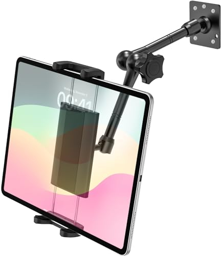 Dosvsi Supporto Tablet Parete, Girevole a 360° Supporto Muro per iPad, Metallo Staffa da Parete per iPad Pro 11 12.9 13, iPad Air Mini, iPad 10.9, Galaxy Tab, iPhone, 4 -13 Tablet e Smartphone