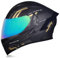 Woljay Full Face Flip Up Motorcycle Modular Helmet Integrated Motorbike Dual Visor for Adults Men Women Moped Street Racing DOT Approved (L,Count Black Gold - Smoke Visor)