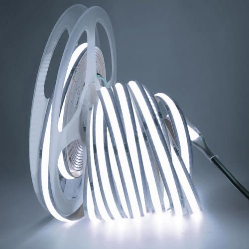 Planetitaly Striscia 1600 LED LINEAR COB dimmerabile 50W lama di luce strip flessibile adesiva 24V 5100lm nastro luce continua illuminazione casa camper barca interni IP20 luce fredda (6500K)