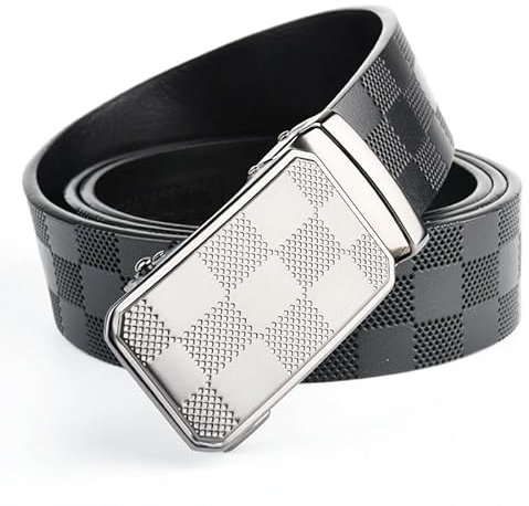 DUOMIYX Gürtel Männer Trendy Plaid Automatischer Schnallengürtel Business Casual Belt Gürtel-Schwarz-110 cm