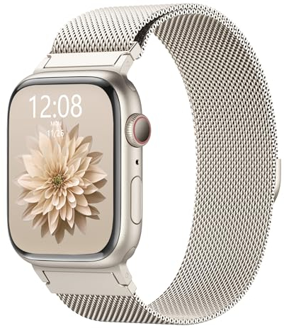 AMSKY Original Milanaise Band Kompatibel mit Apple Watch Armband 40mm 46mm 45mm 44mm 41mm 42mm 38mm 49mm, Edelstahl Mesh Metall mit Magnet für iWatch Armband Se Ultra Series 10 9 8 7 6 5 4 3 2 1