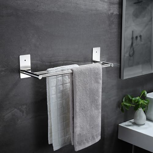 ZUNTO 40CM Bagno Portasciugamani da Paret, Autoadesivo Per Porta Salviette in Acciaio Inossidabile 304, Porta Asciugamano Doppio