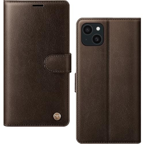 AIMOYU for iPhone 15 Case, Flip Wallet Leather Phone Case with [4 Card Slots] [Kickstand] [RFID Blocking] Magnetic Protective Shockproof Cover for iPhone 15 Phone Case - Brown
