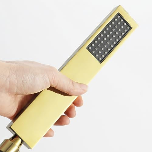 KHYTEBV ShowerHandheld Shower Set Soffione Doccia Portatile in Ottone Dorato con valvola angolare Doccetta a Parete con Flessibile Doccia da 59 Pollici