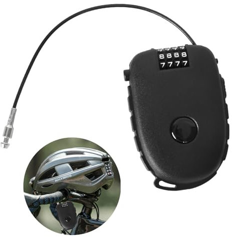 Lucchetti Cavo Acciaio Retrattile, Lucchetto a Combinazione con Corda Metallica da 75 cm, Lucchetto a Cavo Compatto con Combinazione a 4 Cifre, Ideale Uso con Bicicletta, Snowboard, Passeggino