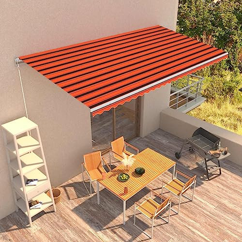 Tenda da sole retrattile manuale 600x300 cm Arancione e Marrone