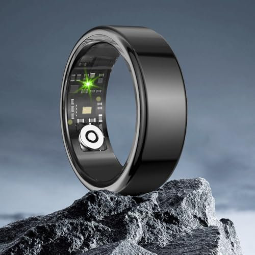 SOARFLY Smart Ring, Smartringe für Herren Damen mit Kabelloser Ladebox, Gesundheitsring IP68 Wasserdicht, Herzfrequenz, SpO2, Schlaftracker, 100+ Sportmodi, Android und iOS, Größe 11, Schwarz