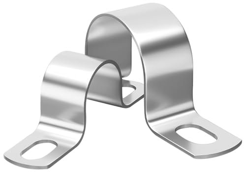 14pcs 25mm U Shape Pipe Clamps,304 Stainless Steel Pipe Clips Two Hole Tube Strap Holder Heavy Duty Brackets Saddle Tension Clips Hose Clamp for Water Gas Pipes Tube Thickened Version