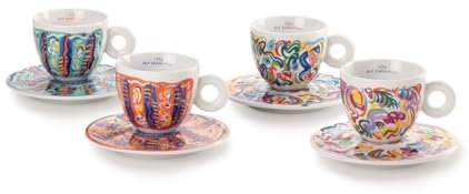 Illy Art Collection Sol Calero | 25367 Set of 4 Cappuccino Cups, Numbered and Signed by the Artist