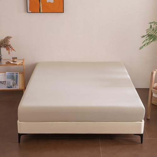 Sonive Spannbettlaken 160x200cm 100% Polyester Beige Spannbetttuch | Bettlaken, Matratzenhöhe bis 30 cm für Dicke Matratzen, Weich, Atmungsaktiv & Hautfreundlich
