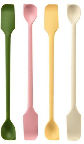 Silicone Spatula, 4Pcs Thin Double-Headed Stirrer for Jam Jars Multifunctional Scrapers for Kitchen