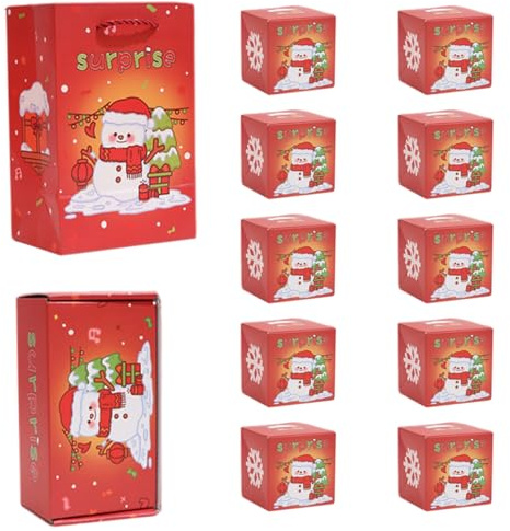 1 Set Explosion 10 Falten springende Weihnachtskästen mit Schneememiermuster Popup Explosion Box für Weihnachten Geburtstag Jubiläum Neujahr, rot